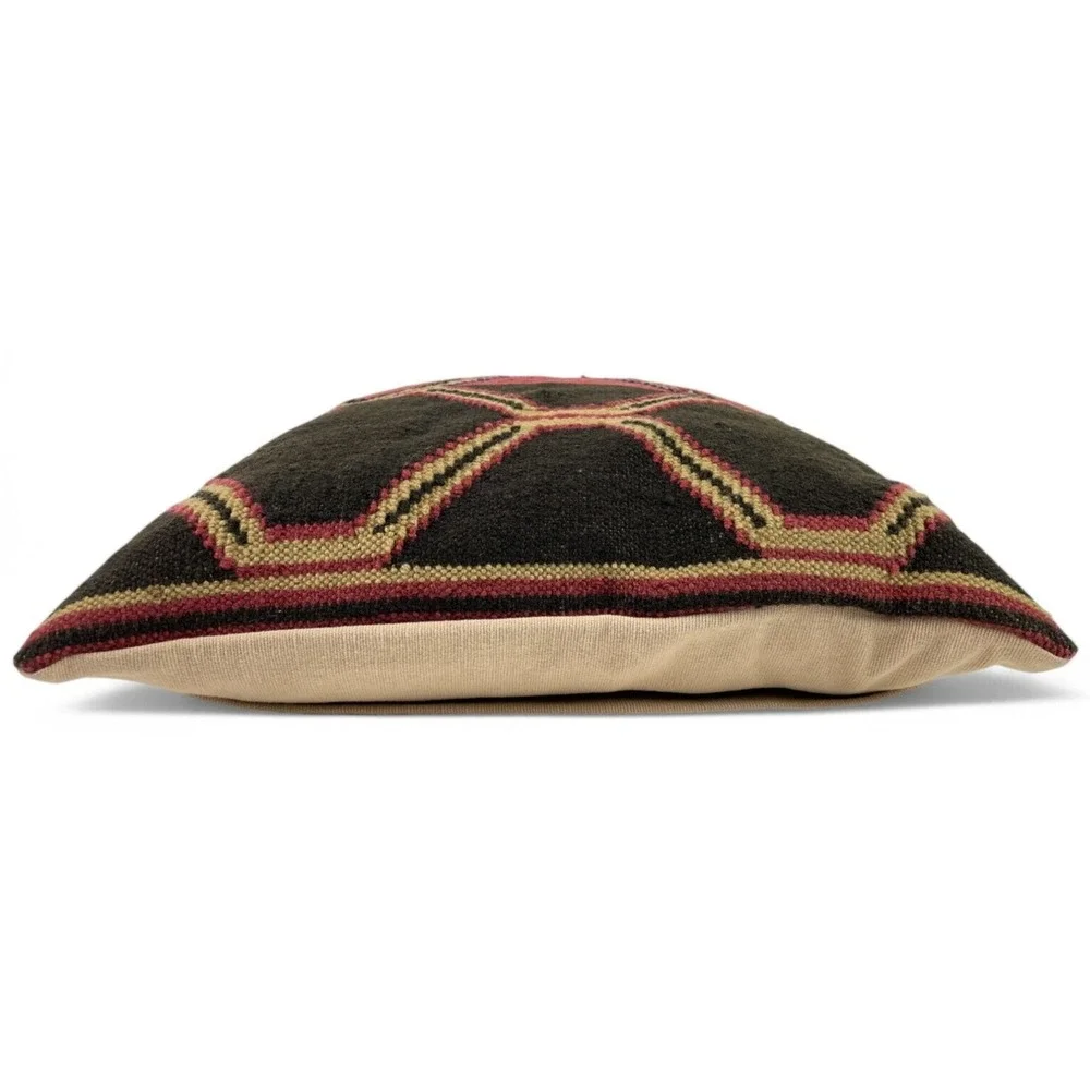 Pottery Barn Kindu Kilim Pillow Brown Red Wool Southwestern Tribal 18x18 New